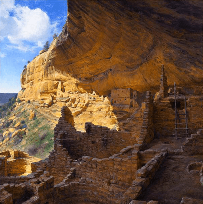 Enigmatic Long House - Original Artwork by Curt Walters