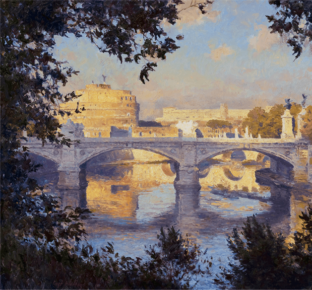 Ponte Sant'angelo and the Tiber River - Original Artwork by Curt Walters